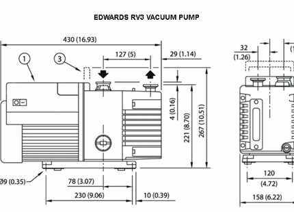 Edwards RV3 2.6 CFM Dual-Stage KF25 Vacuum Pump