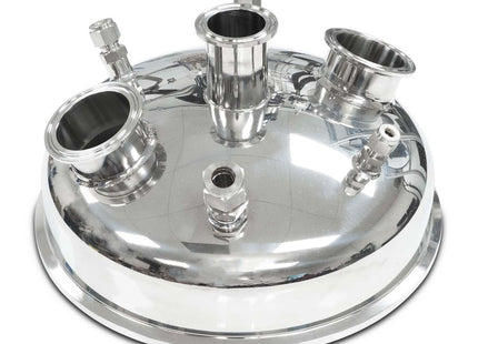 BVV Compression 10" Tri-Clamp x (2) 2" Tri-Clamp x (1) 1.5" TriClamp x (2) 3/8" Compression x 1/4" Compression x 1/2" Compression Hemispherical Lid