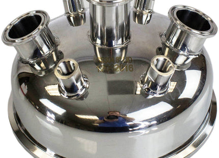 8" x (3) 1.5" Tri-Clamp x (4) 1/4" FNPT Hemispherical Lid