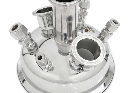 BVV Compression 6" Tri-Clamp x (3) 1.5" TriClamp x (2) 3/8" Compression x 1/4" Compression x 1/2" Compression Hemispherical Lid