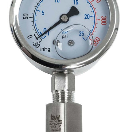 Compression Compound Gauge - (-30) to 350 psi New Products BVV 1/4" MALE COMPRESSION 