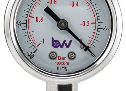 Standard Glycerine Filled  Vacuum Gauge 1/4" NPT BASE