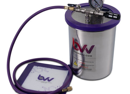 Best Value Vacs 1.5 Gallon Tall Stainless Steel Vacuum Chamber - W/GLASS LID