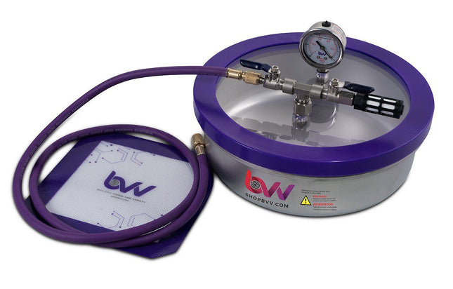 Best Value Vacs 1 Gallon Flat Stainless Steel Vacuum Chamber W/GLASS LID