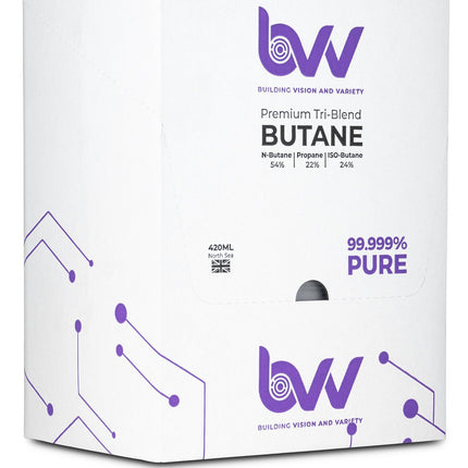 BVV 420ml Premium Tri-Blend Butane 99.999% Pure in packaging