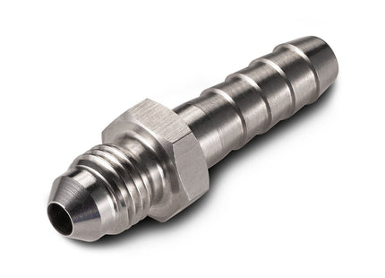 Stainless Steel 1/4" Hose Barb x 1/4" 37 Degree Flare