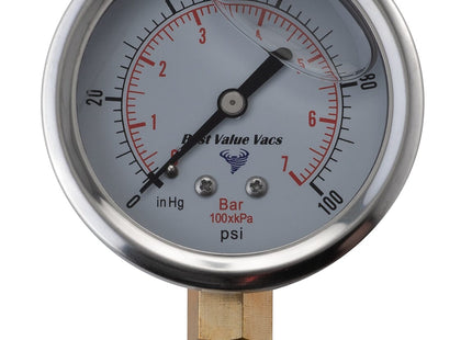 Oil Filled Vacuum/Pressure Gauge - Bottom Mount - 1/4" MNPT