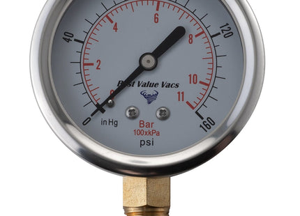 Oil Filled Vacuum/Pressure Gauge - Bottom Mount - 1/4" MNPT