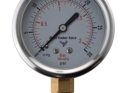 Oil Filled Vacuum/Pressure Gauge - Bottom Mount - 1/4" MNPT