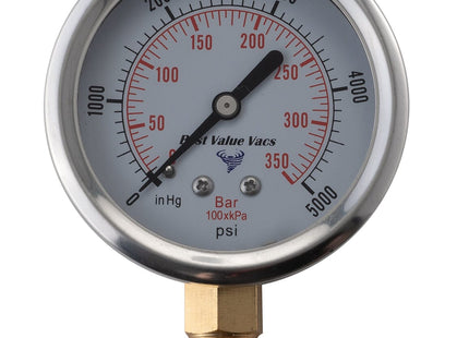 Oil Filled Vacuum/Pressure Gauge - Bottom Mount - 1/4" MNPT
