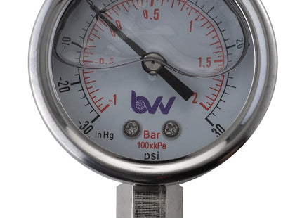 Oil Filled Vacuum/Pressure Gauge - Bottom Mount - 1/4" MNPT