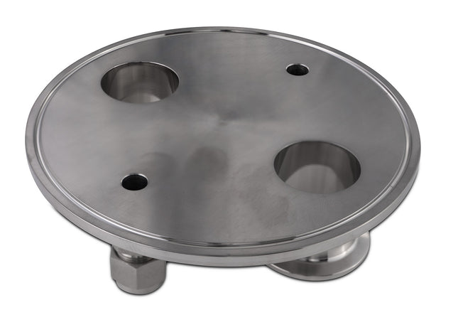 Extractor End Cap (2) 1.5" TriClamp x (2) 1/2" Compression