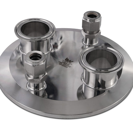 Extractor End Cap (2) 1.5" TriClamp x (2) 1/2" Compression