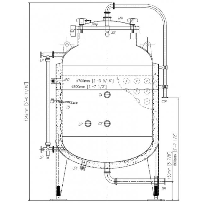 Glacier Tanks 3BBL-JFMU Fermenter | Jacketed Uni Tank - Stainless Steel  Barrel