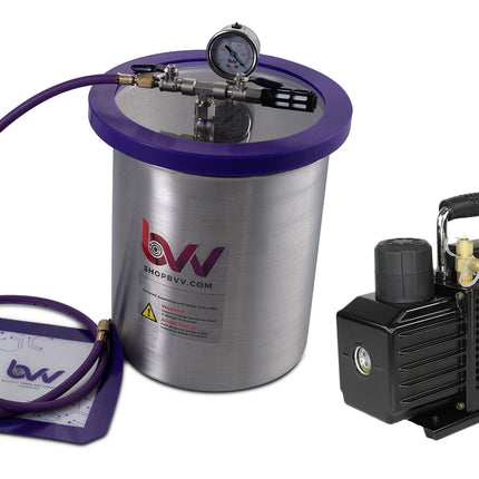 BVV 3 Gallon Stainless Steel Vacuum Chamber and Vacuum Pump Kit