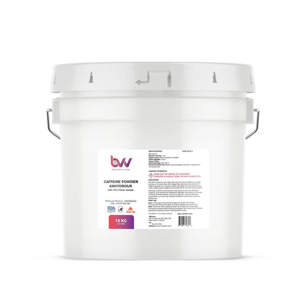 Caffeine Powder ≥99.0% USP/FCC/Food Grade – BVV