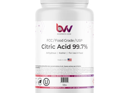 Citric Acid 97% USA - High Purity - Anhydrous FCC, USP, Kosher