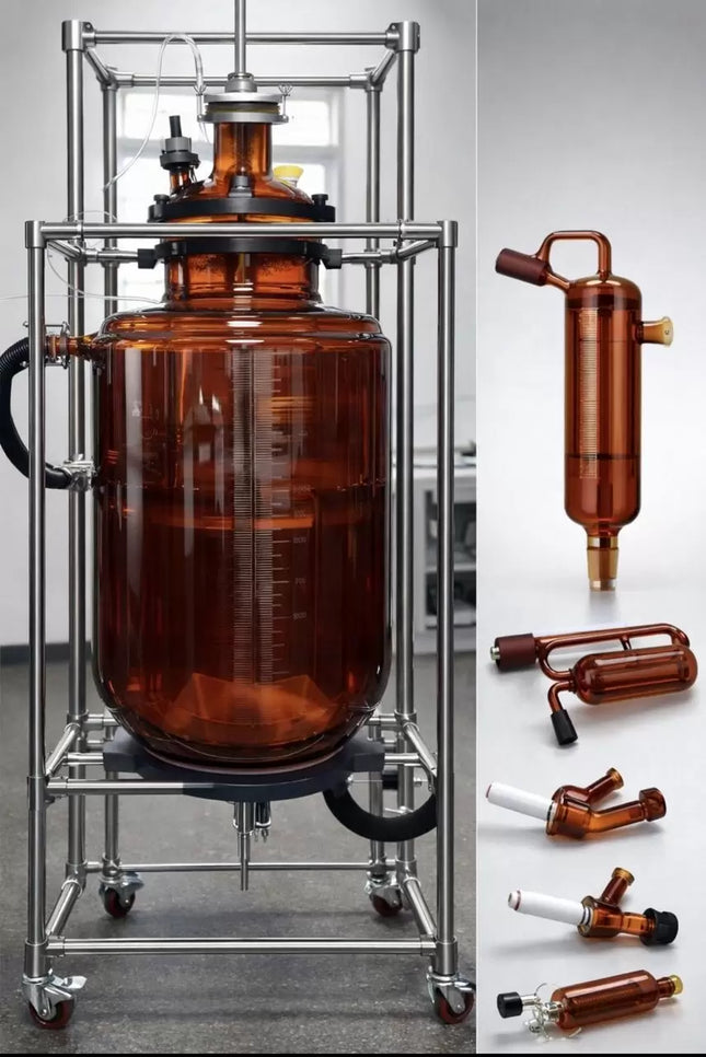 Glass Reactor Ai 50L Single Or Dual Jacketed Systems With Air Motor
