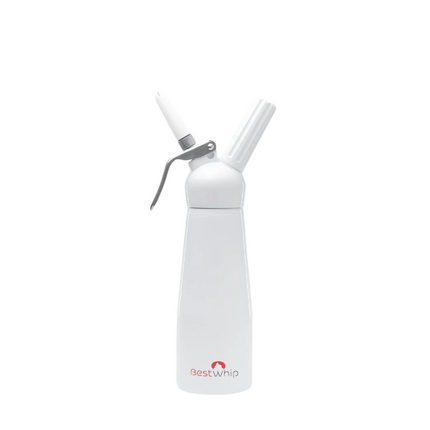 White Kitchen Whip Aluminum Dispenser 1 Pint & 1 Liter