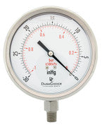 4" All Stainless Steel Oil Filled Vacuum Pressure Gauge - 1/4" NPT Lower Mount, -30HG/0PSI