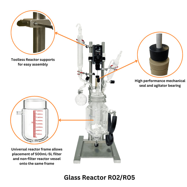 Ai Glass Reactor Ai 2L Single Jacketed - 115V/230V Compatible