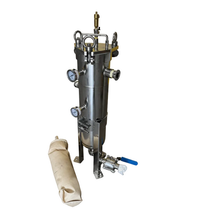 Industrial filter system with a yellow background