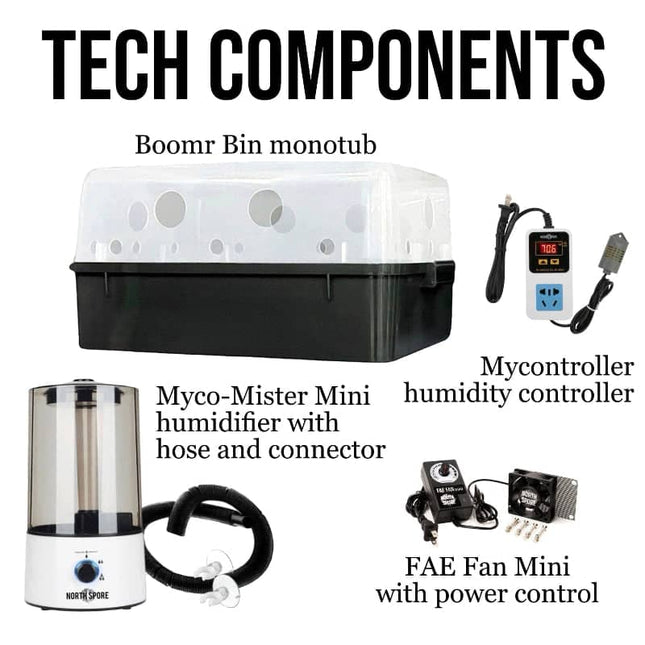 Beginner Automated 'Boomr Bin' + CVG Monotub Mushroom Grow Kit