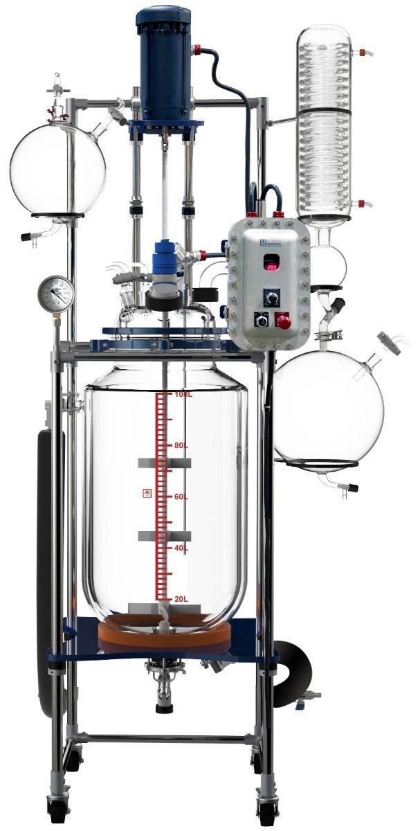 Glass Reactor Ai 100L Jacket W/ Explosion-Proof Motor/Controller 220V