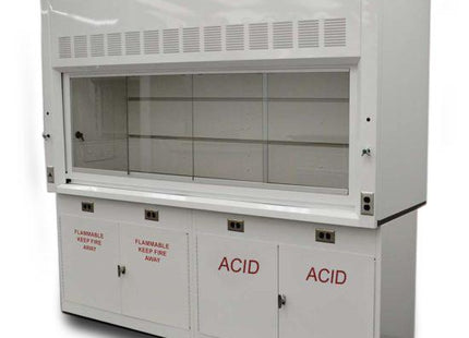 Fisher American 8′  Fume Hood w/ Acid Storage Cabinets