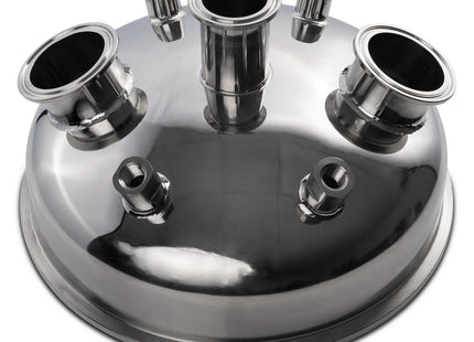 10" Tri-Clamp x (2) 2" Tri-Clamp x 1.5" Tri-Clamp x (4) 1/4" FNPT Hemispherical Lid