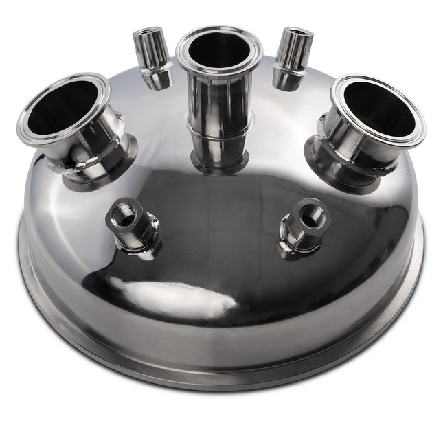 10" Tri-Clamp x (2) 2" Tri-Clamp x 1.5" Tri-Clamp x (4) 1/4" FNPT Hemispherical Lid Shop All Categories BVV 