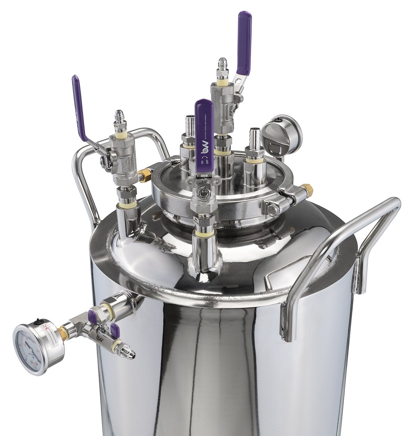 Top of Jacketed Stainless Steel LP Tank with Internal Condensing Coil and Dip Tube 100 Gallon