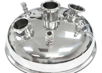 BVV Compression 12" Tri-Clamp x (3) 2" Tri-Clamp x (2) 3/8" Compression x 1/4" Compression x 1/2" Compression Hemispherical Lid