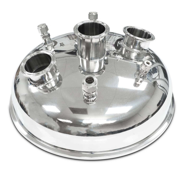 BVV Compression 12" Tri-Clamp x (3) 2" Tri-Clamp x (2) 3/8" Compression x 1/4" Compression x 1/2" Compression Hemispherical Lid
