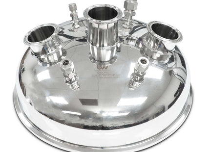 BVV Compression 12" Tri-Clamp x (3) 2" Tri-Clamp x (2) 3/8" Compression x 1/4" Compression x 1/2" Compression Hemispherical Lid