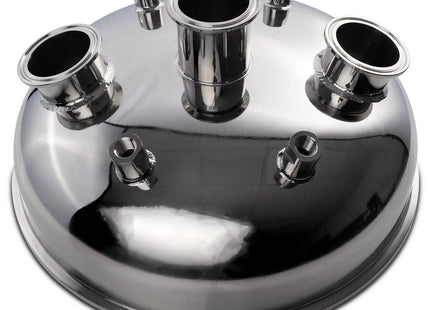 12" Tri-Clamp x (3) 2" Tri-Clamp x (4) 1/4" FNPT Hemispherical Lid