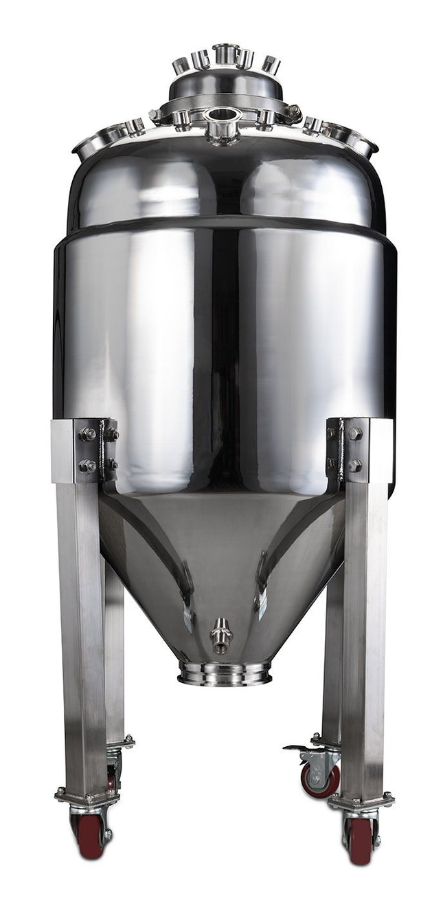 150 Liter Collection Vessel with Internal Coil, Coned Bottom, and Baffle in Jacket
