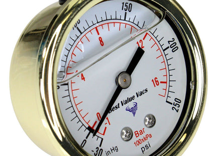 Gold Glycerin Filled Compound Gauge - Back Mount