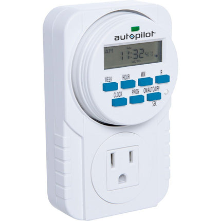 Autopilot 7-Day Grounded Digital Programmable Timer, 1725W, 15A, 1 Second On/Off, 8 On/Off Cycles Autopilot 