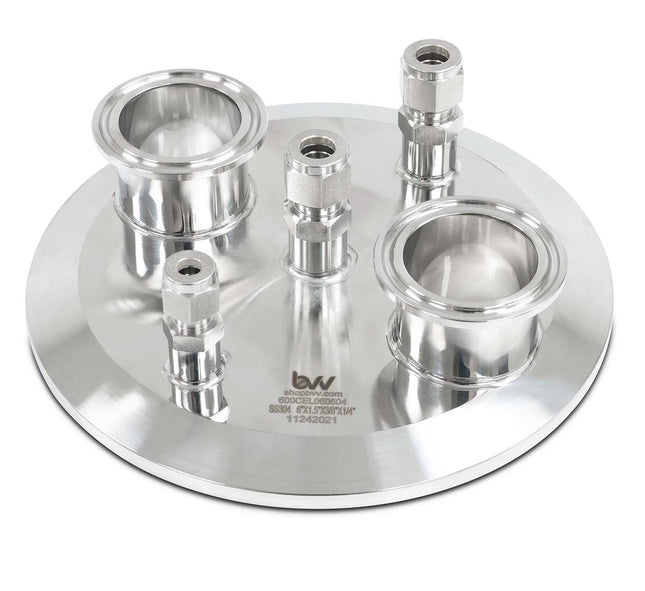 BVV Compression Extractor End Cap (2) 1.5" x (2) 3/8" Compression x 1/4" Compression