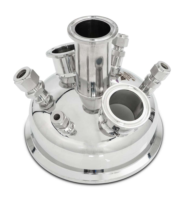 BVV Compression 6" Tri-Clamp x (3) 1.5" TriClamp x (2) 3/8" Compression x 1/4" Compression x 1/2" Compression Hemispherical Lid
