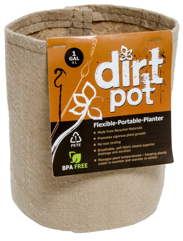 Dirt Pot Flexible Portable Planter, Tan, 1 gal, no handles Hydrofarm 