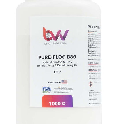 Pure-Flo® B80 Natural Bentonite for Bleaching & Decolorizing Edible Oils *FDA-GRAS Shop All Categories BVV 1000 Gram 