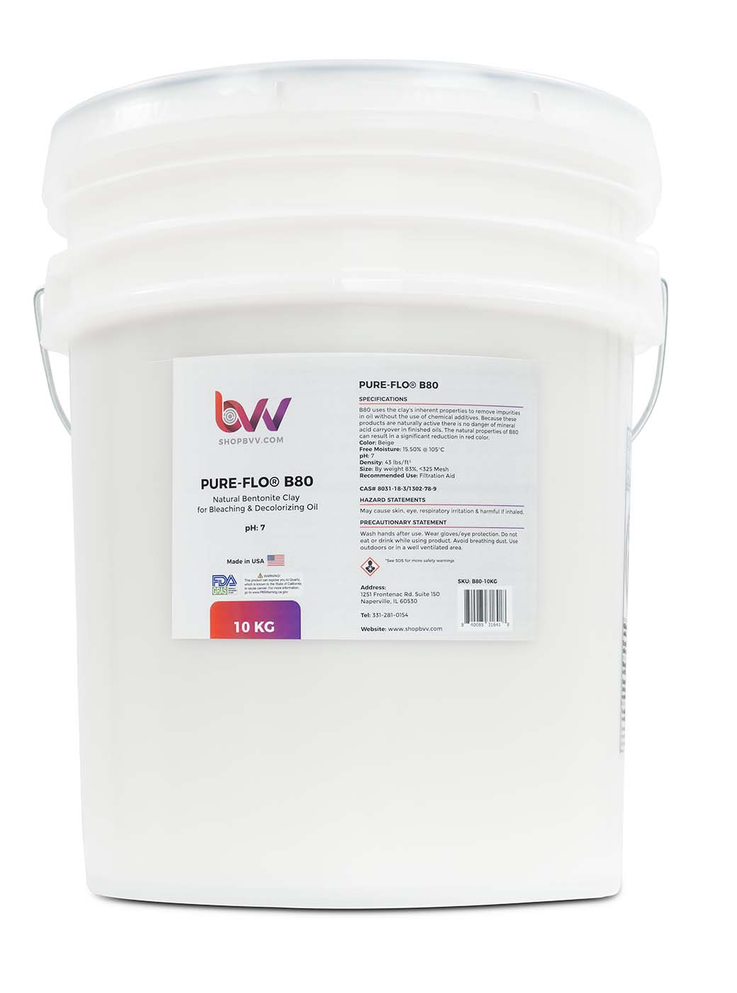 Pure-Flo® B80 Natural Bentonite for Bleaching & Decolorizing Edible Oils *FDA-GRAS Shop All Categories BVV 10KG 