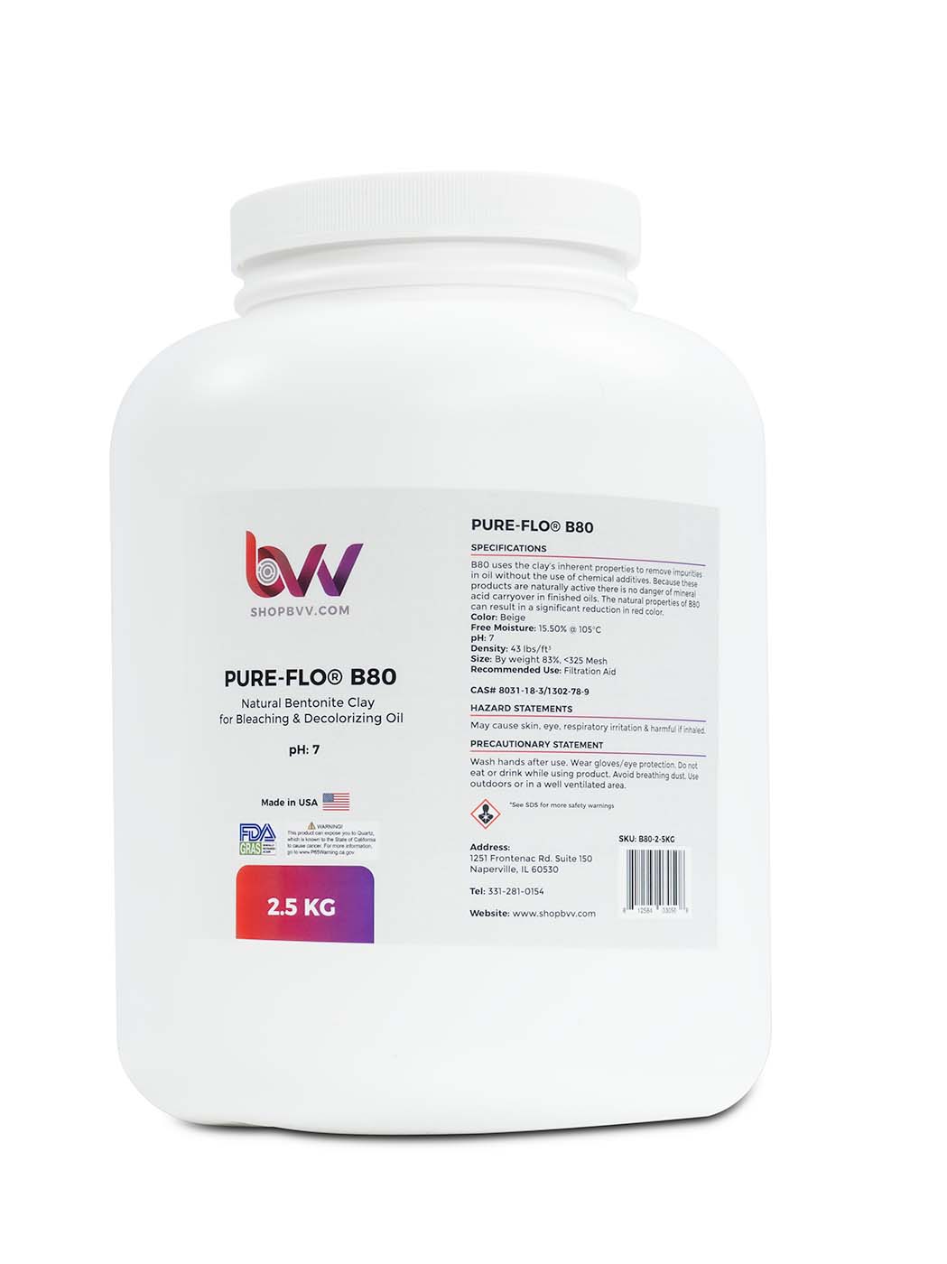 Pure-Flo® B80 Natural Bentonite for Bleaching & Decolorizing Edible Oils *FDA-GRAS Shop All Categories BVV 2.5KG 