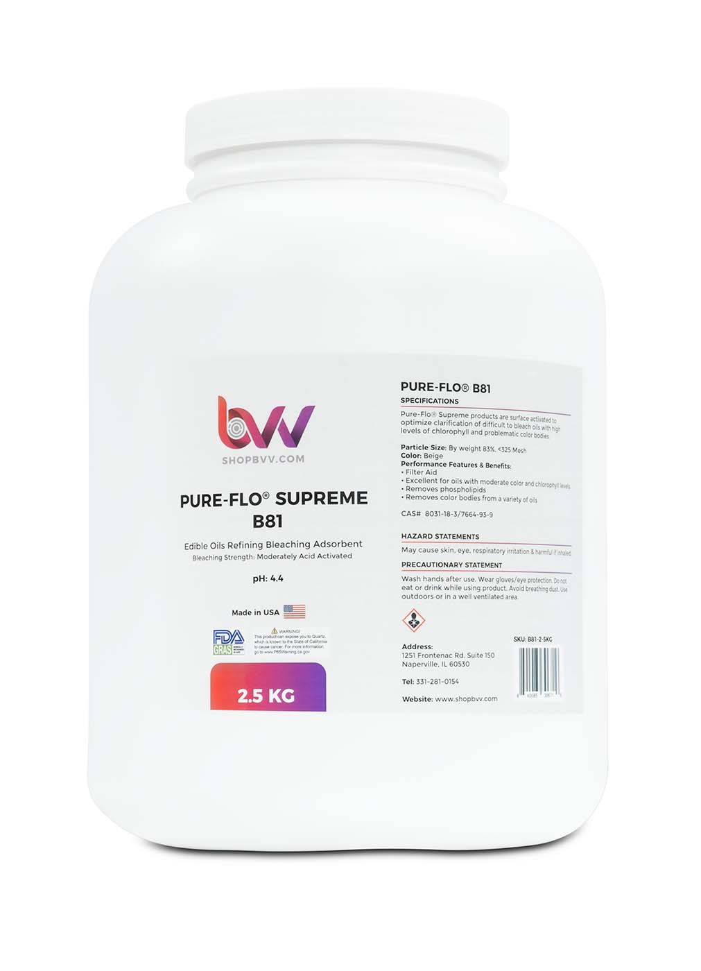 Pure-Flo® B81 Supreme Activated Bleaching & Decolorizing Bentonite for Edible Oils *FDA-GRAS (Compares to T-5™) Shop All Categories BVV 2.5KG 