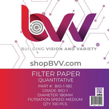 Ashless Filter Papers - 180MM - Qualitative Shop All Categories BVV Grade 1 - Medium - 11um 