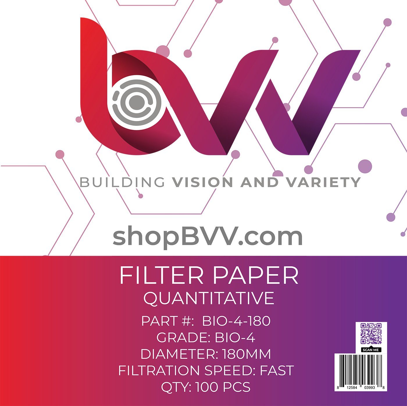 Ashless Filter Papers - 180MM - Qualitative Shop All Categories BVV Grade 4 - Fast - 20-25um 