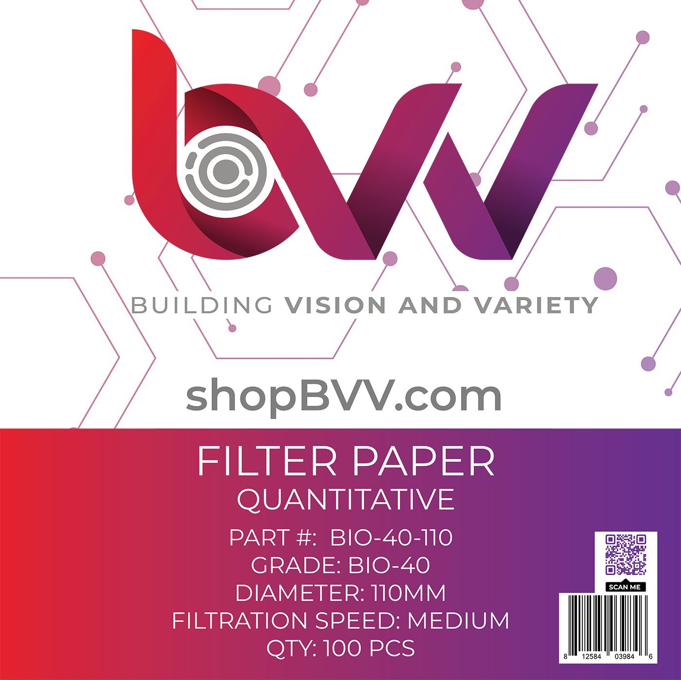 Ashless Filter Papers - 110MM - Quantitative Shop All Categories BVV Grade 40 - Medium - 8um 