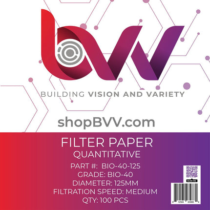 Ashless Filter Papers - 125MM - Quantitative Shop All Categories BVV Grade 40 - Medium - 8um 
